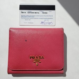 Authentic Prada Saffiano Trifold Compact Wallet